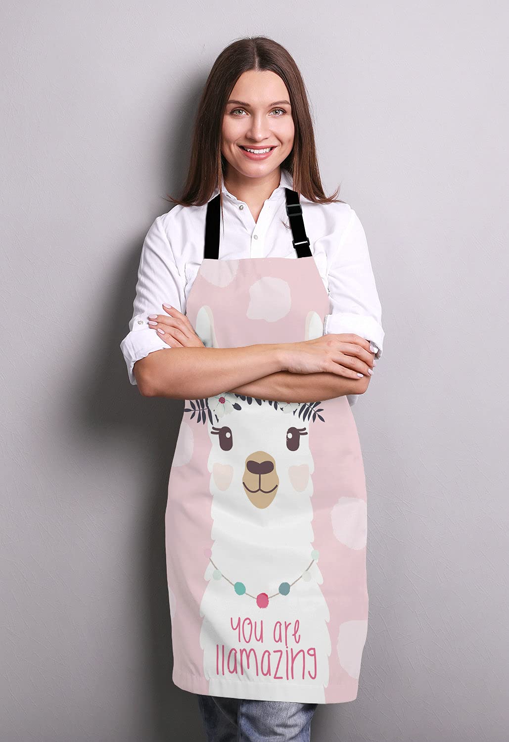 Lefolen Llama with fun quote You are llamazing Bib Apron with Adjustable Neck for Men Women,Suitable for Home Kitchen Cooking Waitress Chef Grill Bistro Baking Apron