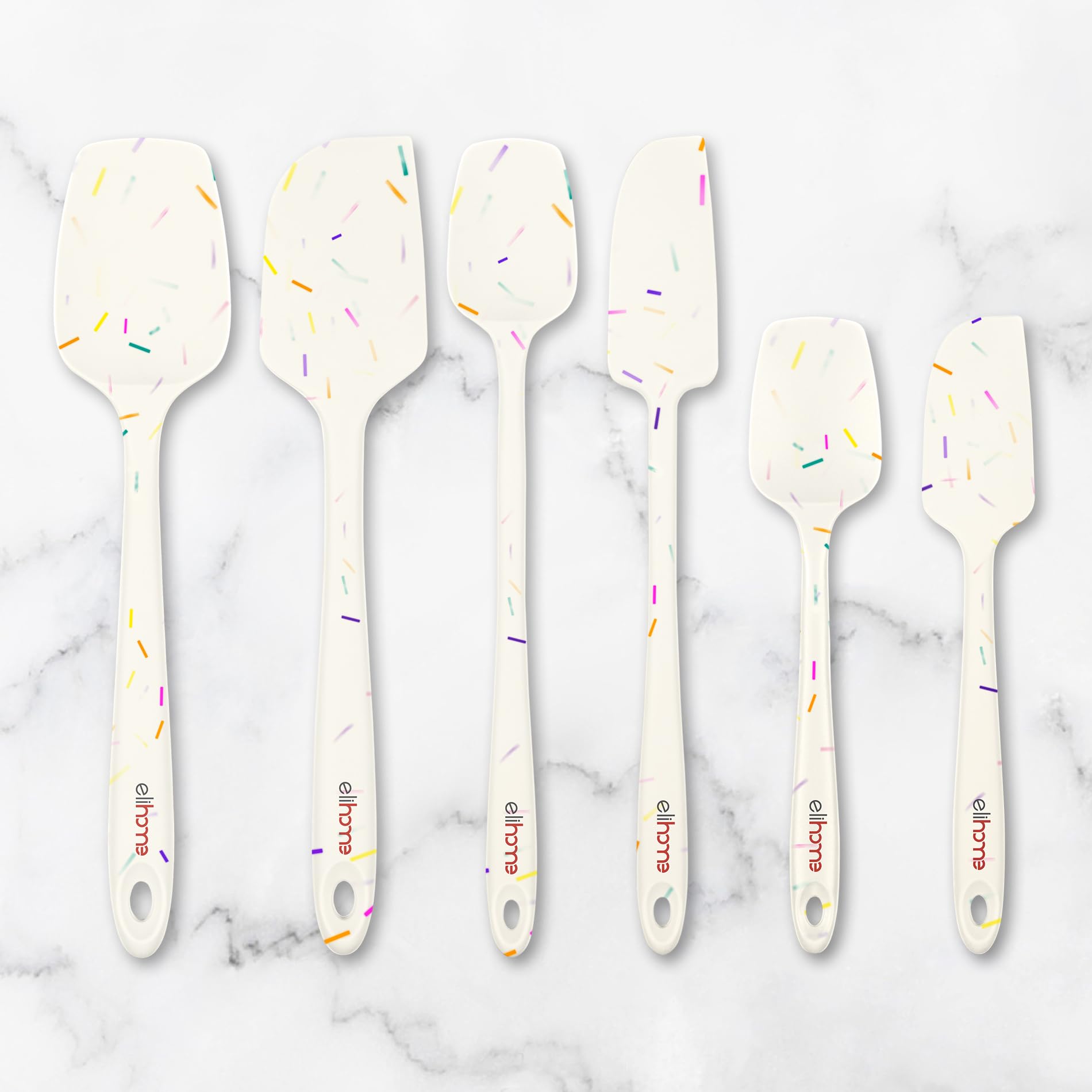 Elihome Classic Silicone Spoonula - Non-Stick Heat Resistant Silicone Scraper Spatula for Mixing, Serving, Scraping, Stirring, and More - 11 Inch, Sprinkles