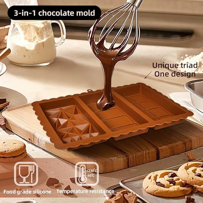 Chocolate Bar Mold - Food Grade Silicone Chocolate Molds, Non-Stick & Easy to Release Deep Mold for Dubai Pistachio Chocolates, Candy, Snacks, Desserts, Resin Art, Dishwasher Safe (1)