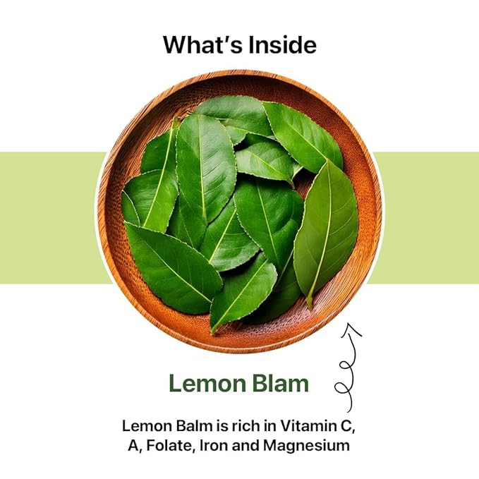 BLUE TEA - Lemon Balm Tea - 30 Count - Pyramid Plant Based Tea Bag | RELIEVES STRESS - IMPROVES DIGESTION | Reduces Bloating | Refreshing Citrus Flavour - Leaf Based - Caffeine Free | Tin Pack