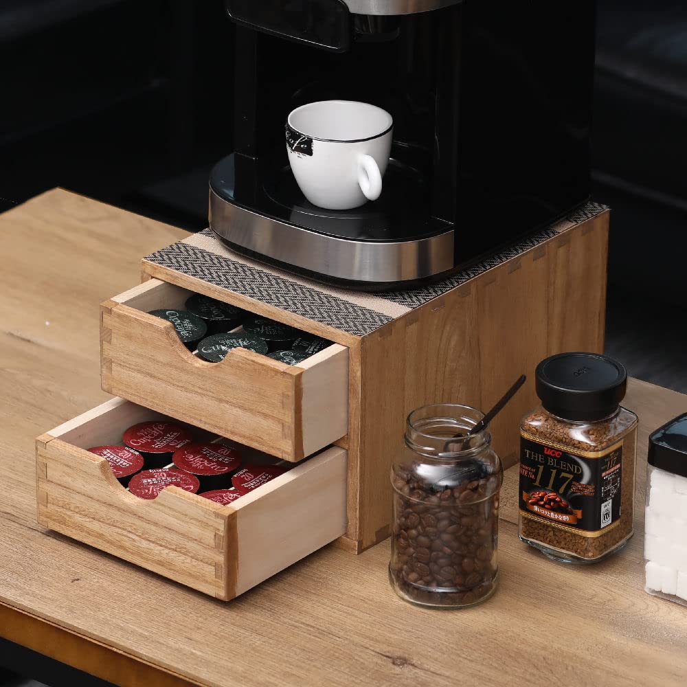 DDYURI Drawer Holder for Coffee Brew - Kitchen Machine Stand Shelf Contertop - Serve Coffee Station and Pod Capsule Storage Organizer for Home Decor Office Storage Solution 2-Tier CF2D2C-Light