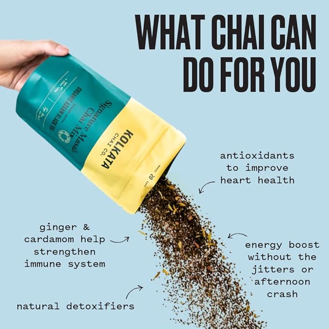 Kolkata Chai Signature Masala Chai & Rose Chai Combo Pack, Makes 40 cups, Premium loose leaf tea and spice blend, All Natural