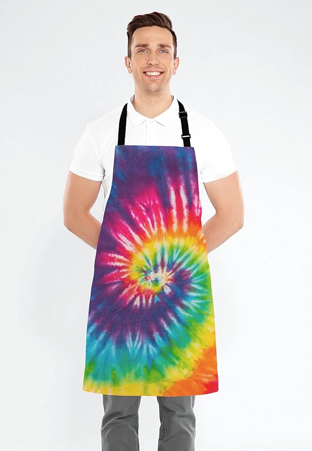 Tie Dye Kitchen Cooking BBQ Chef Apron,Funny Apron for Men, Women - Dad Presents, Presents for Men - Birthday, Mothers Day Presents for Mom, Wife, Husband, Brother, Friends
