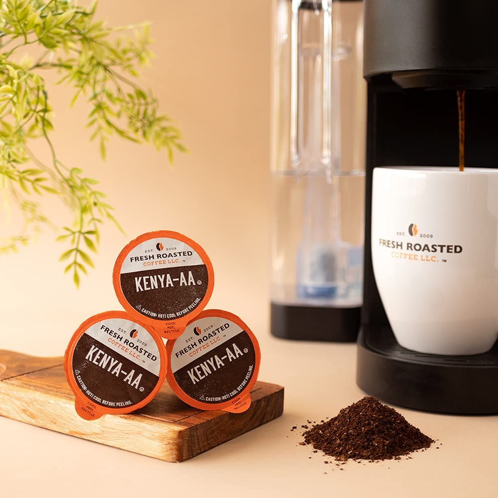 Fresh Roasted Coffee, Kenya AA K-Cup Pods for Keurig Brewers, Med-Dark Roast, Kosher, 24 Count (Pack of 3)