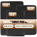 Baking Sheet Pan Set of 3, Nonstick Commercial Cookie Sheets for Baking