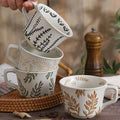 Ceramic Mug Set of 4 with Coffee Spoon, 11oz - Vintage Coffee Mug Cups for Coffee Milk Latte Cappuccino Tea, Porcelain Coffee Cups Dishwasher Microwave Freezer Safe Stoneware