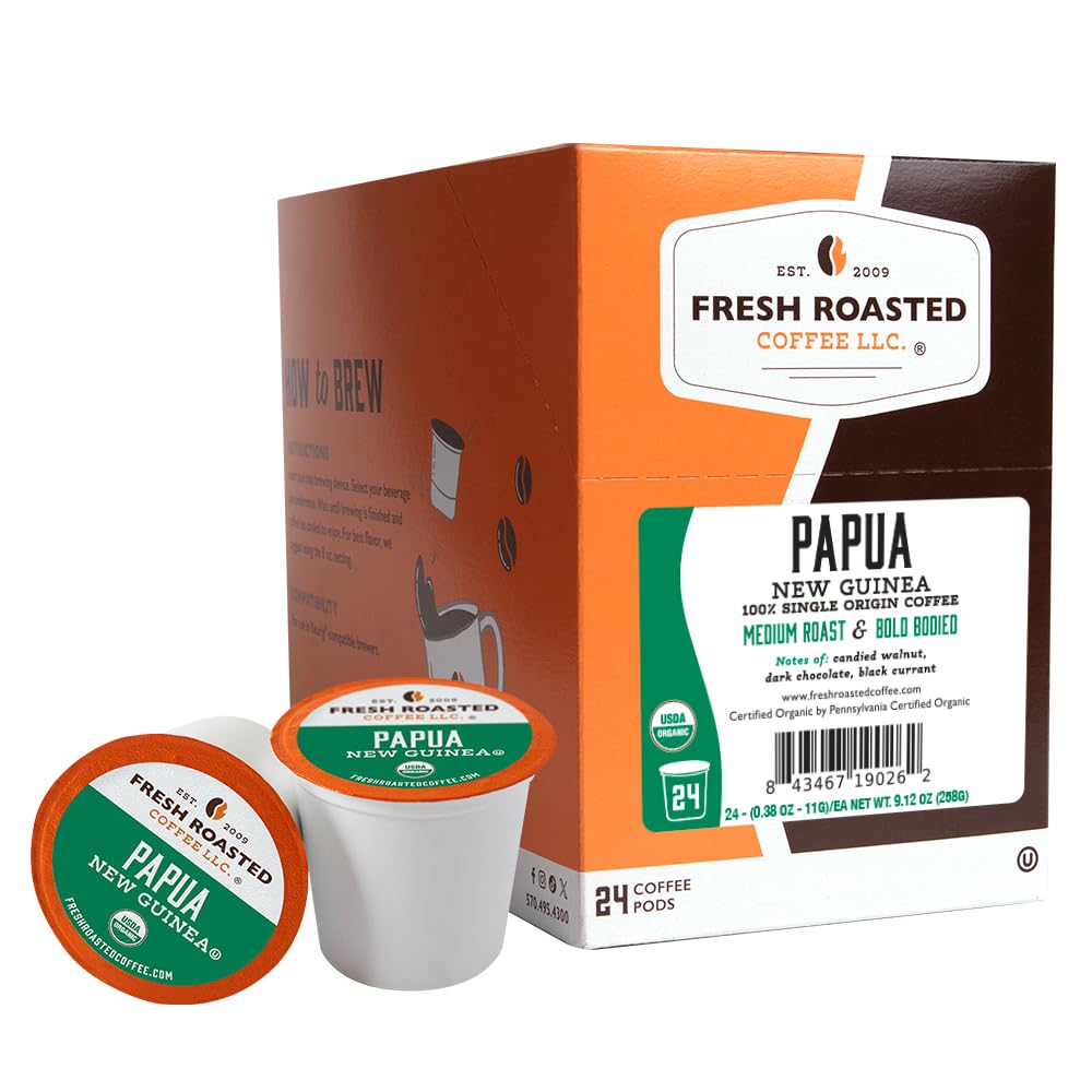 Fresh Roasted Coffee, Organic Bali Blue Moon K-Cup Pods for Keurig Brewers, Medium Roast, USDA Organic, Kosher, 24 Count (Pack of 3)