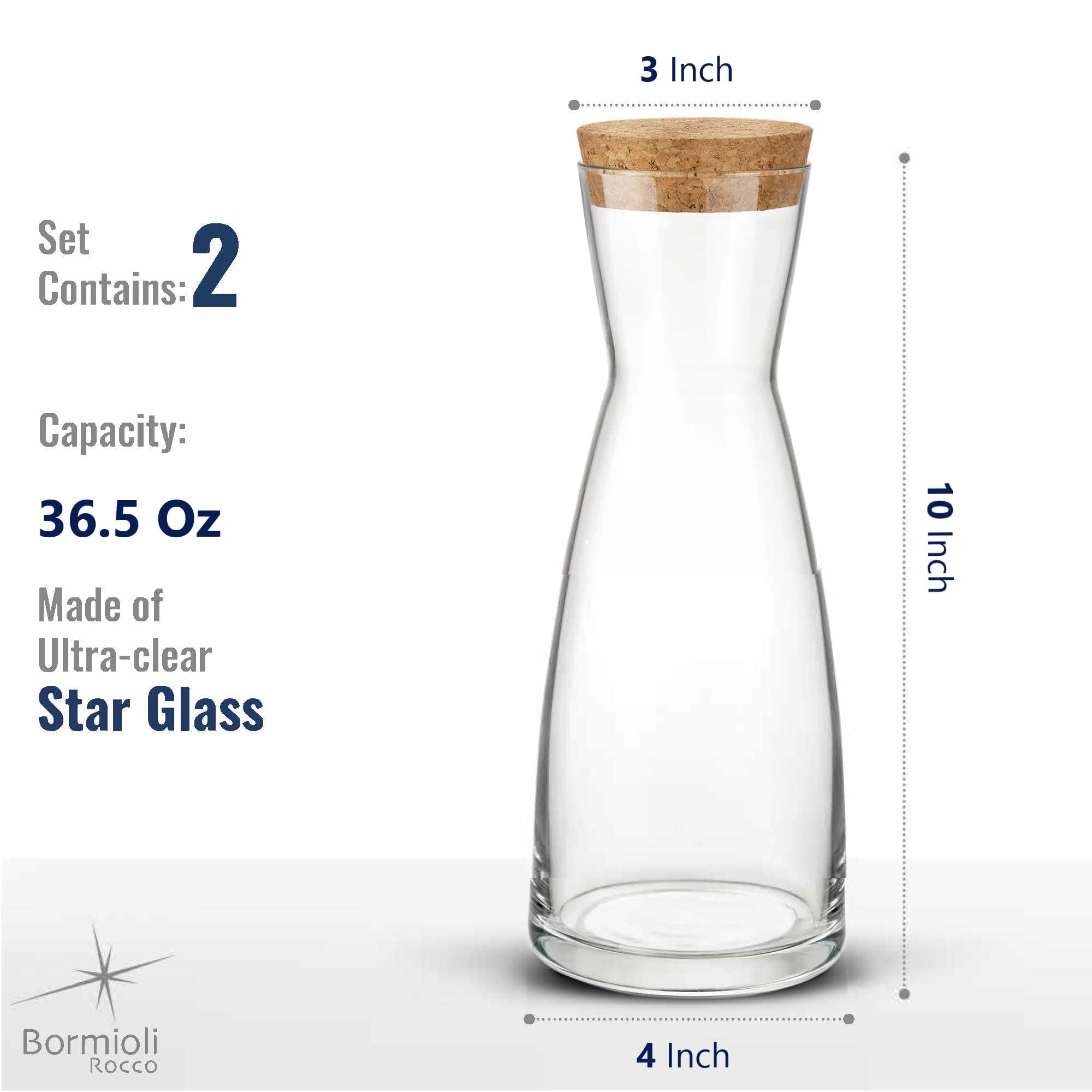 Bormioli Rocco Ypsilon Cork Top Carafe, 36.5 oz - Clear, Set of 2