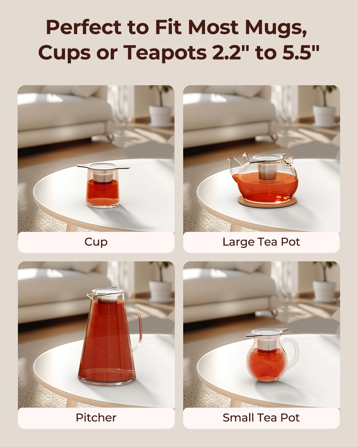 Reinmoson 2 PCS 304 Stainless Steel Tea Infuser for Loose Leaf Tea Steeper