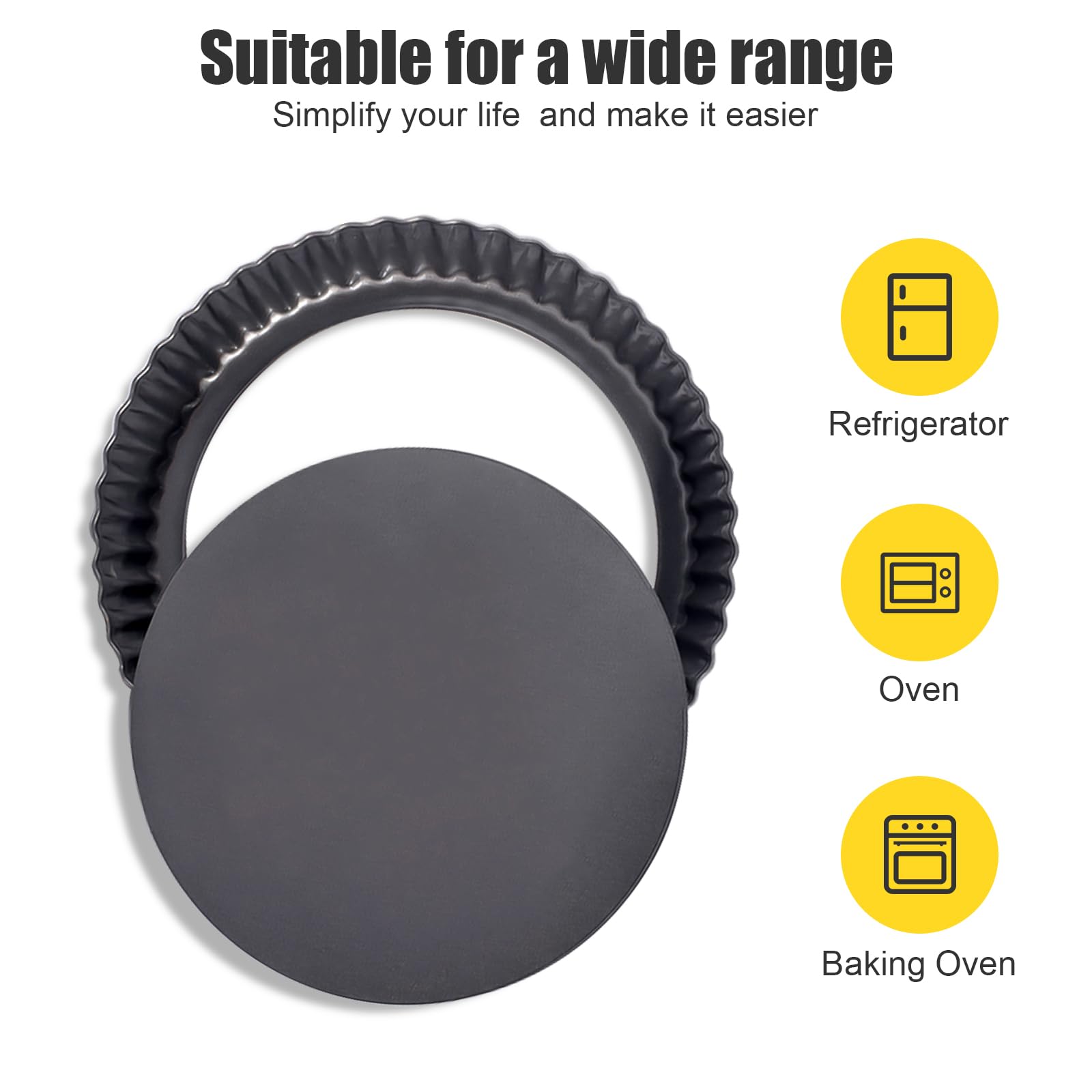 Mooisco Tart Pan Removable Bottom 8 Inch Tart Pans Round Nonstick Quiche Pan Carbon Steel Quiche Baking Dish with Fluted Edges Fruit Tart Molds for Baking Pie Mold Pizza Chiffon Cake Dessert
