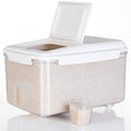 LivLab Mker 20 lb Airtight Rice Storage Container with Wheels, White