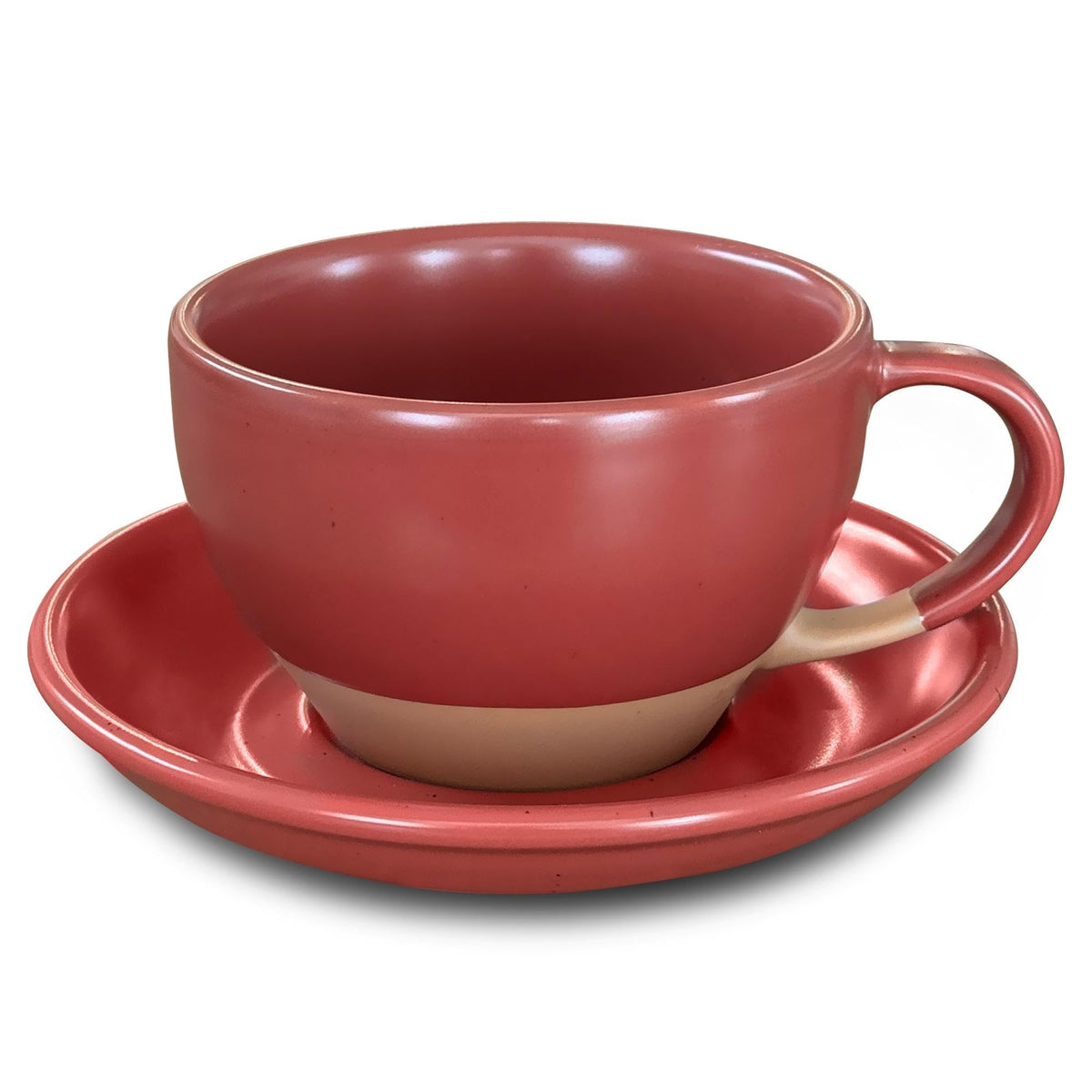 MORA Ceramic Latte Art Mug With Saucer - 10.5 oz, Round Bottom For Perfect Pours - Cafe Cups for Cappuccino, Espresso, Coffee, Tea etc - Porcelain Set for Baristas, Great Gift - Earl Grey