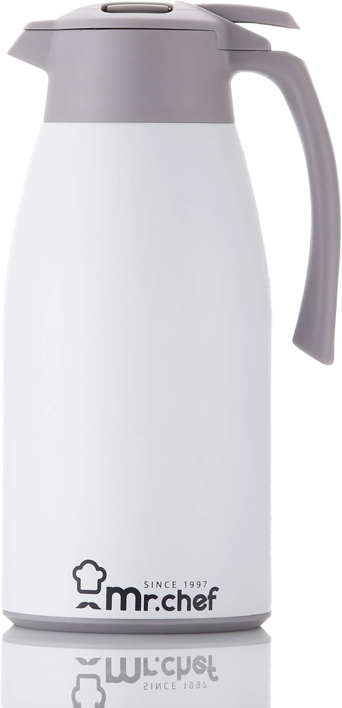 SINCE 1997 MR.CHEF 68Oz Thermal Coffee Carafe, Insulated Stainless Steel Coffee Carafes for Keeping Hot/Double Walled Vacuum Coffee Carafe (Black, 2L)