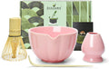 Artcome 4 Pcs Japanese Matcha Tea Set - Matcha Bowl with Pouring Spout, Matcha Whisk, Tea Scoop, Whisk Holder, Handmade Matcha Ceremony Kit For Japanese Tea Ceremony, Rose