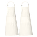 RAJRANG Chef Apron for Women Men with Pockets Cotton Kitchen Cooking Full Length Plain Aprons Marshmallow 35x27 Inches, Pack of 2