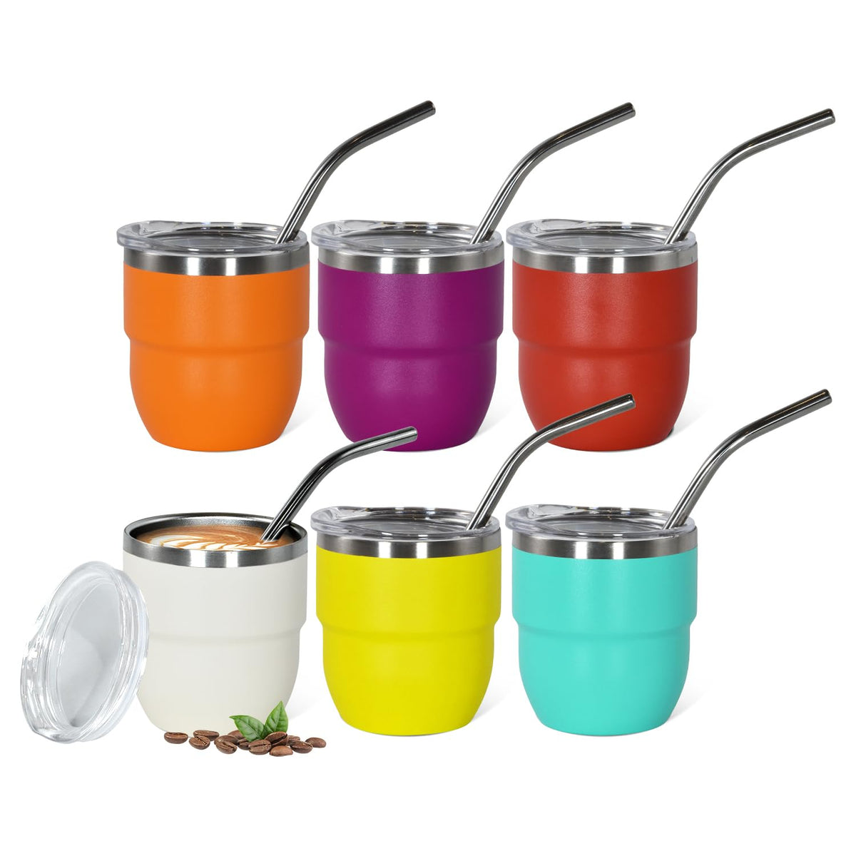 CHLJAR Espresso Cups, 6oz Insulated Espresso Cup Set of 2, Espresso Shot Cups, Stainless Steel Espresso Glasses, Stackable Mini Tumbler, Small Cup for Coffee