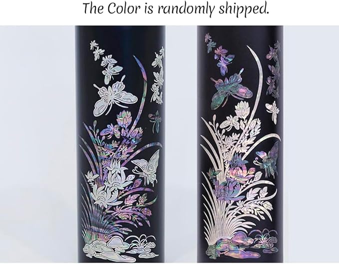 Mother of Pearl Design Stainless Steel Water Bottle 17 oz Leakproof Screw Cap Wide Mouth Double Wall Vacuum Insulated Travel Sport Water Flask Thermo Mug (Orchid Flower)