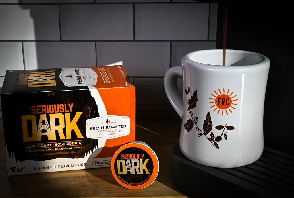 Fresh Roasted Coffee, Seriously Dark, Artisan Blend K-Cup Pods for Keurig Brewers, Dark Roast, Kosher, 24 Count (Pack of 3)