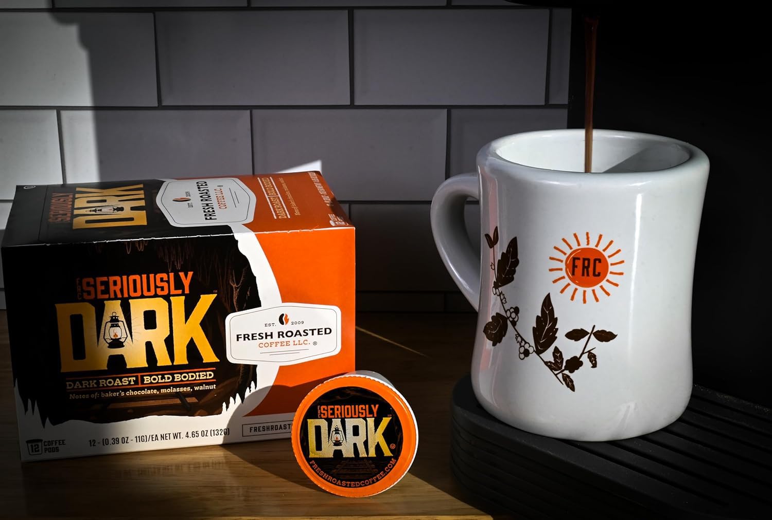 Fresh Roasted Coffee, Seriously Dark, Artisan Blend K-Cup Pods for Keurig Brewers, Dark Roast, Kosher, 24 Count (Pack of 3)