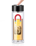 TEAVOR MagnaDrop Tea Tumbler – Double Wall Glass Tea Infuser Cup with Magnetic Steep Control & Bead Switch, Leakproof Travel Mug for Loose Leaf, 12.5oz