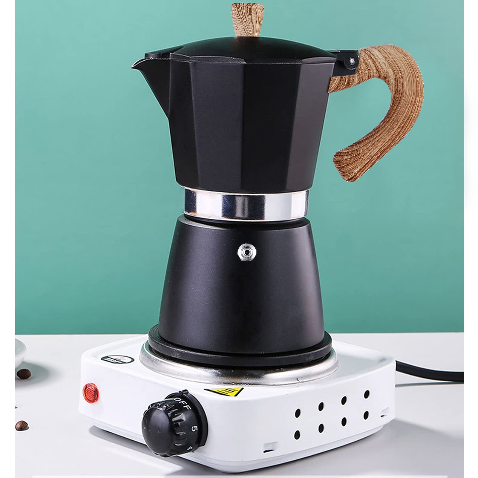AIFUSI Moka Pot, Italian Coffee Pot 3 Cup/5 oz Stovetop Espresso Maker Stovetop Camping Manual Cuban Coffee Percolator Machine Italian Espresso Greca Coffee Maker Brewer Percolator