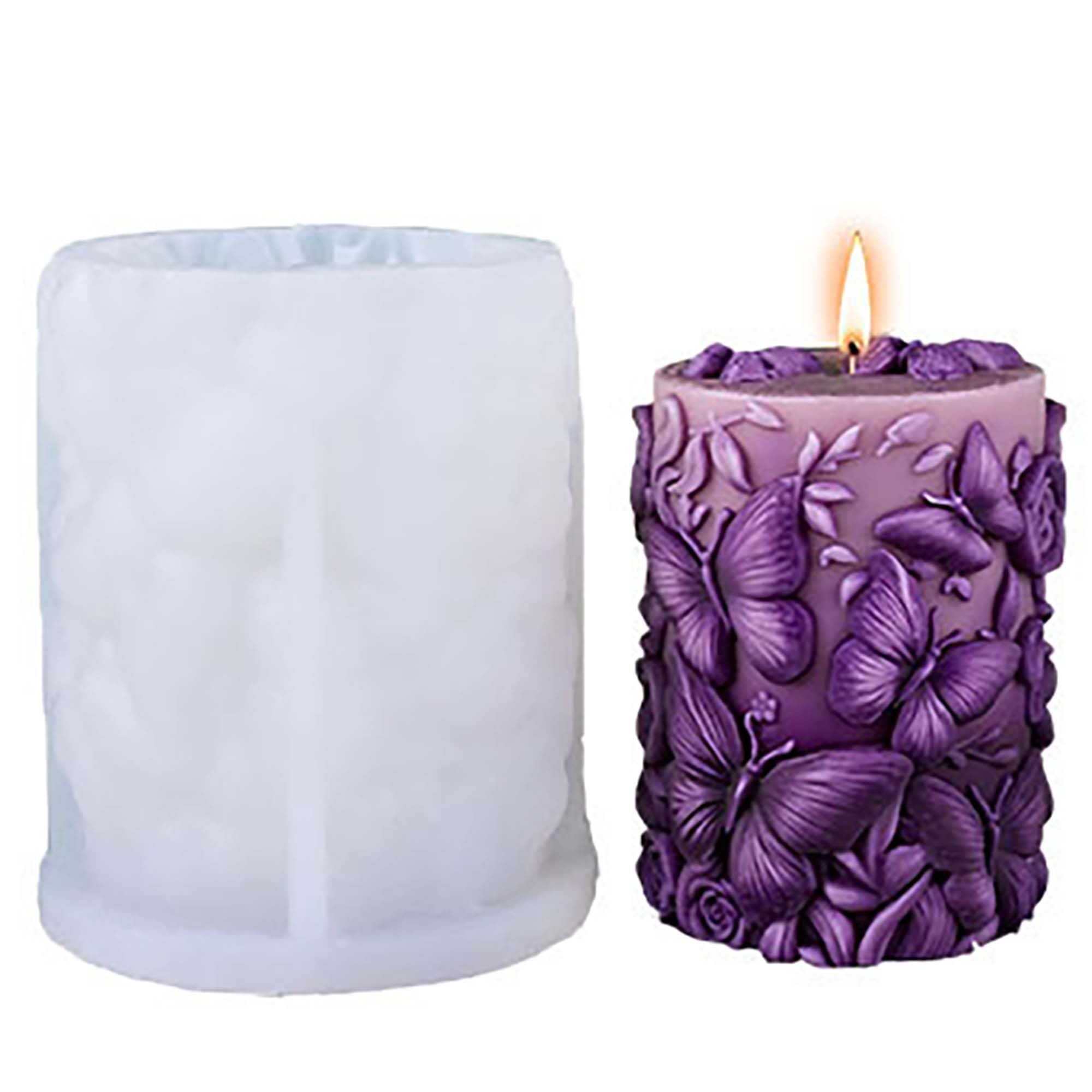 Butterfly Flower Cylinder Molds Silicone Wave Spiral Candle Mold - Silicone Resin Casting Molds for Candle & Resin & Soap Craft Supplies