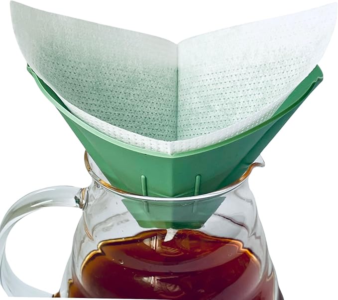 AddiOtter Pour-over Coffee Set for Home/Outdoor Adventures, Includes 80 Disposable Fabric Filters & 1 Dripper, Brew for 1-2 Cups, Enhanced Extraction Filters for Brewing Smooth & Flavorful Coffees