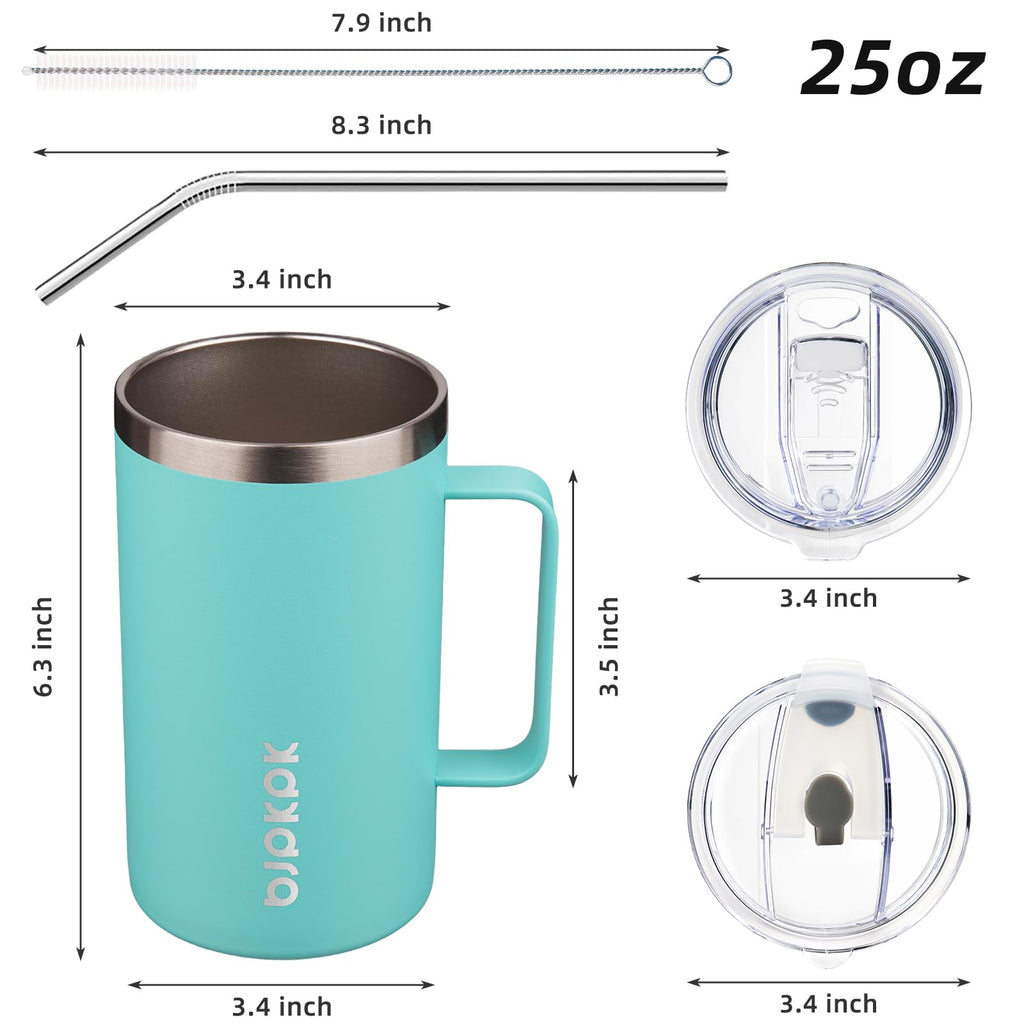 BJPKPK 25oz Insulated Coffee Mug with Handle, Stainless Steel Travel Mug