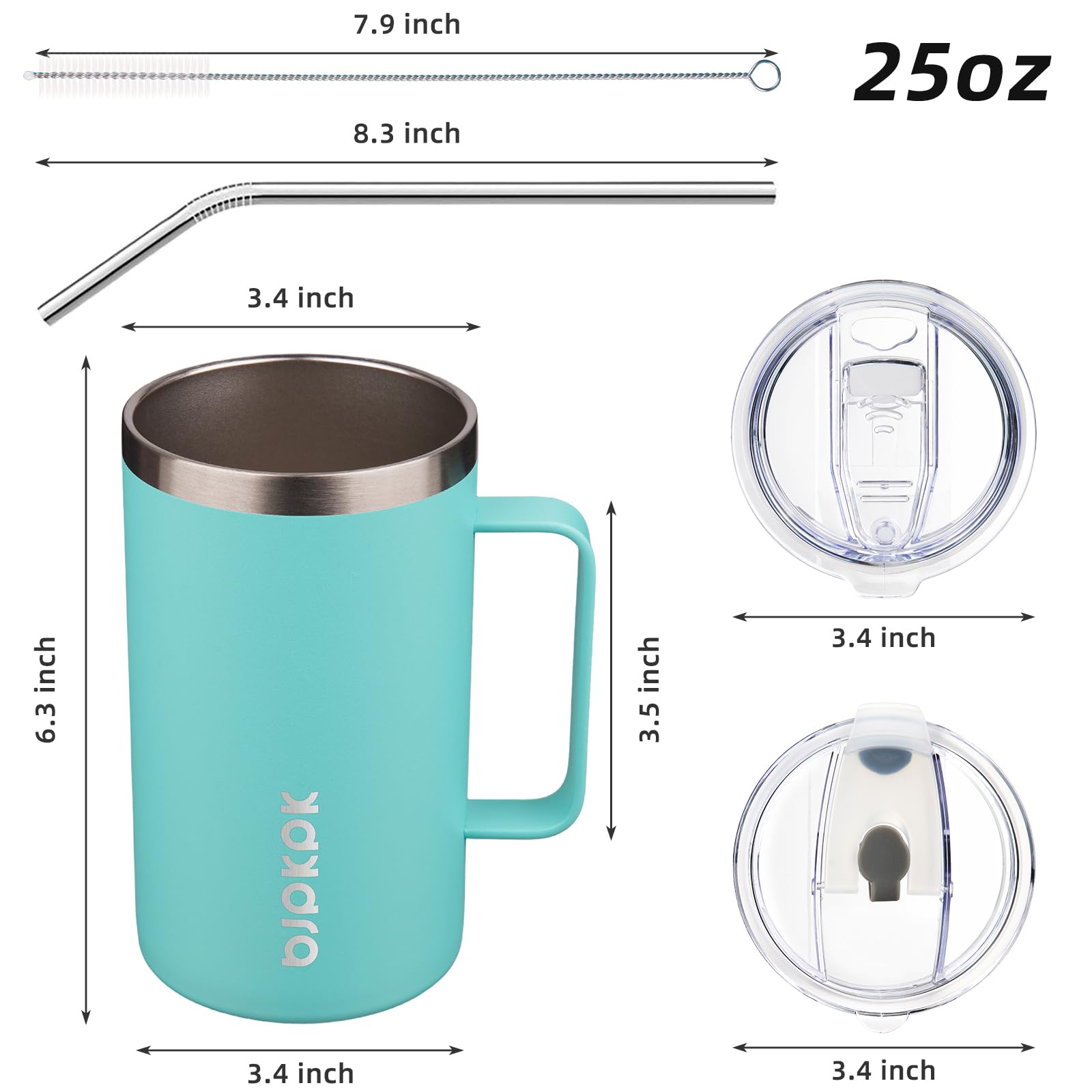BJPKPK 25oz Insulated Coffee Mug with Handle, Stainless Steel Travel Mug