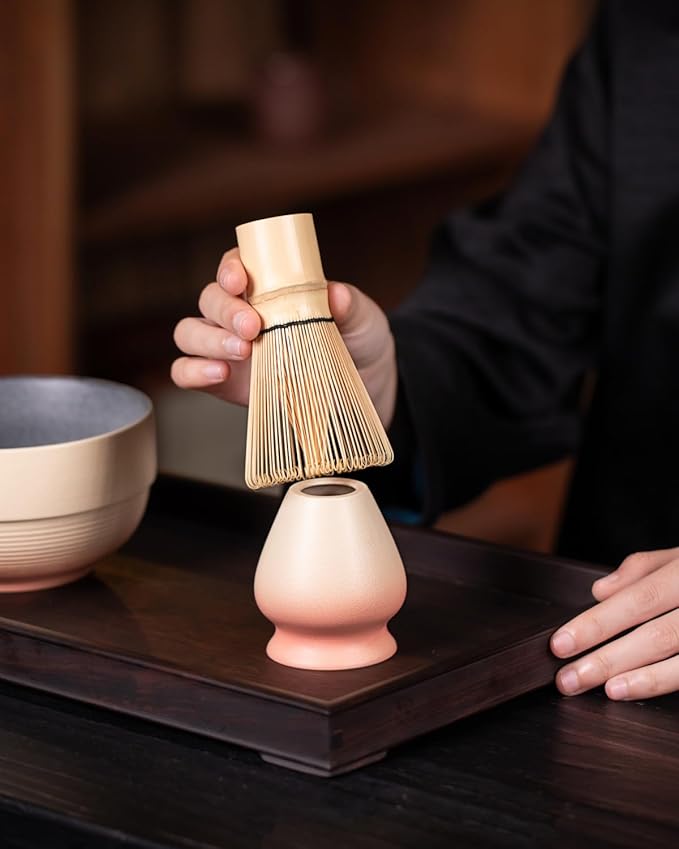 Artisan Matcha Whisk Set - 8 Pcs Premium Matcha Set with Bowl (Chawan), Bamboo Whisk & Tools | Matcha Kit for Making Breakfast/Latte | Gift for Matcha Lovers (Sunset Yellow)