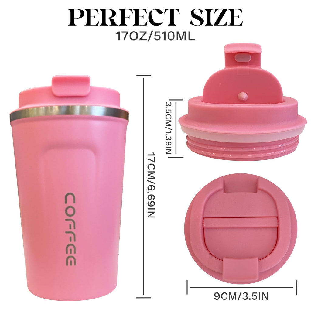 Insulated Travel Coffee Mug, Stainless Steel Coffee Cup with Leakproof Lid