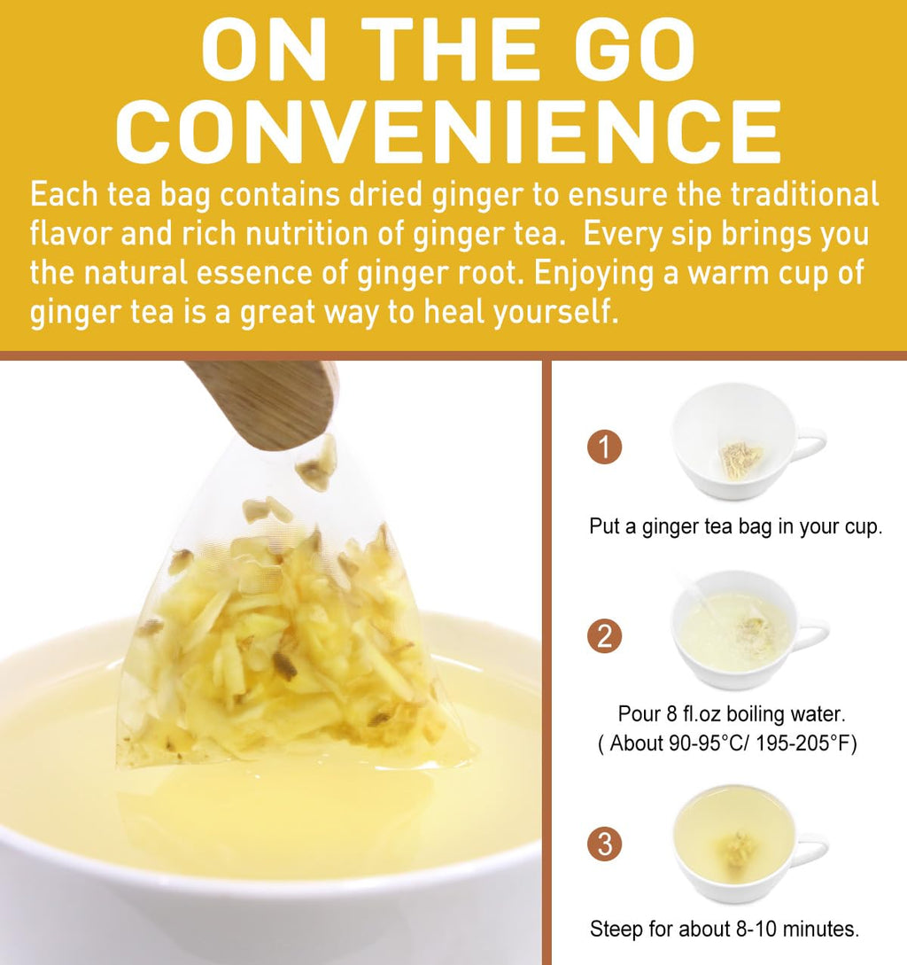 Olvvla - Ginger Tea Bags - 2g X 56 Count - Pure Natural Ginger Root