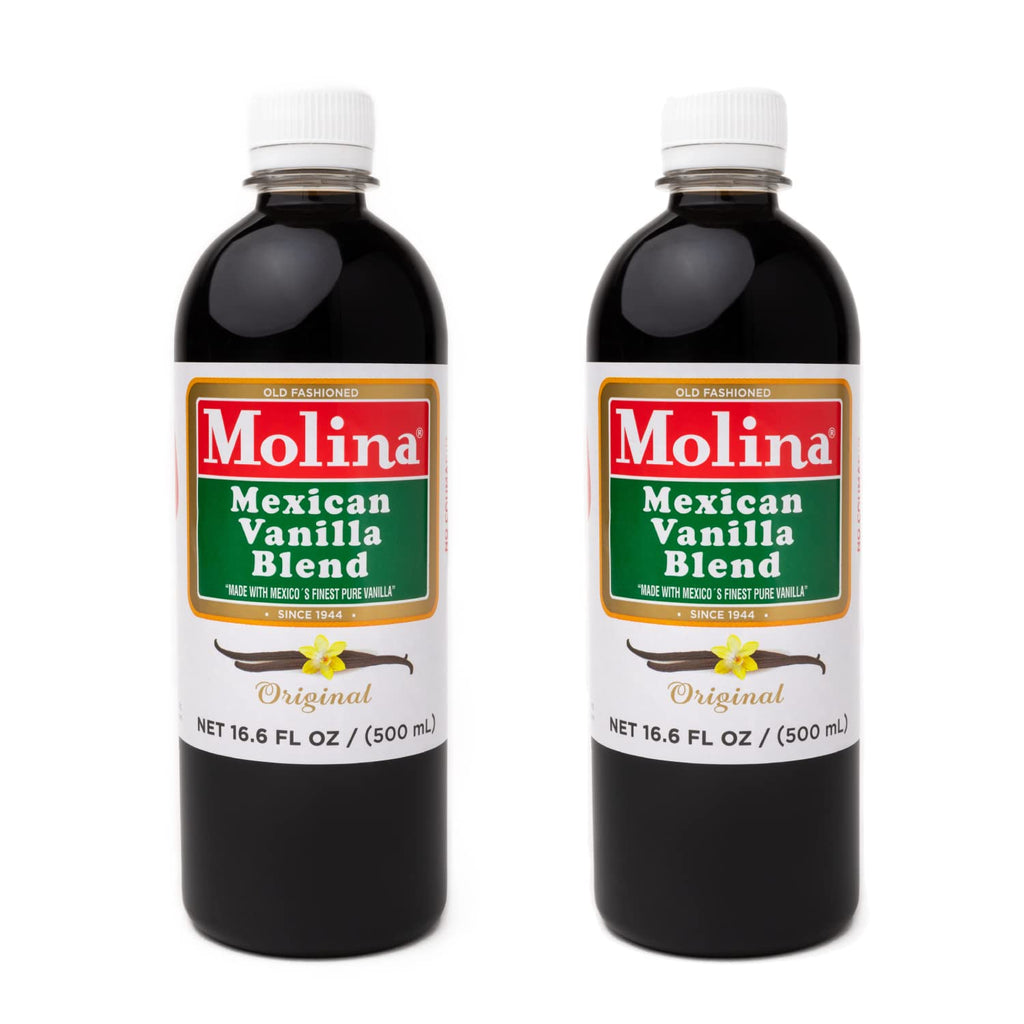 Vanilla Molina - Mexican Vanilla Blend with Pure Vanilla Extract - 2 Pack (16.6 Fl Oz Bottles) Natural Flavoring for Baking, Drinks and Desserts