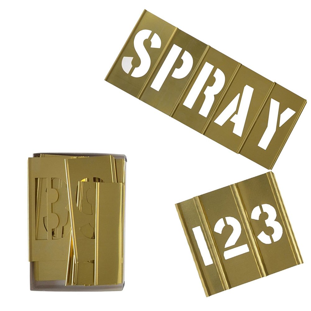 Deezio Brass Letter Number Stencils 3 Inch Interlocking Alphabet Stencils - 46 Piece Set