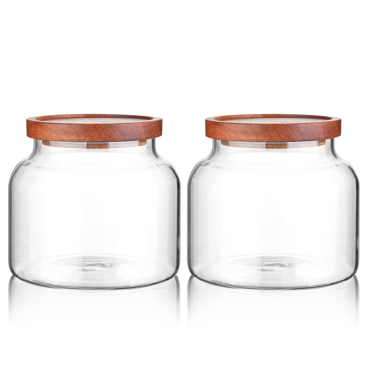 Labina Glass Jar with Wood Lid, Airtight Kitchen Storage Canister