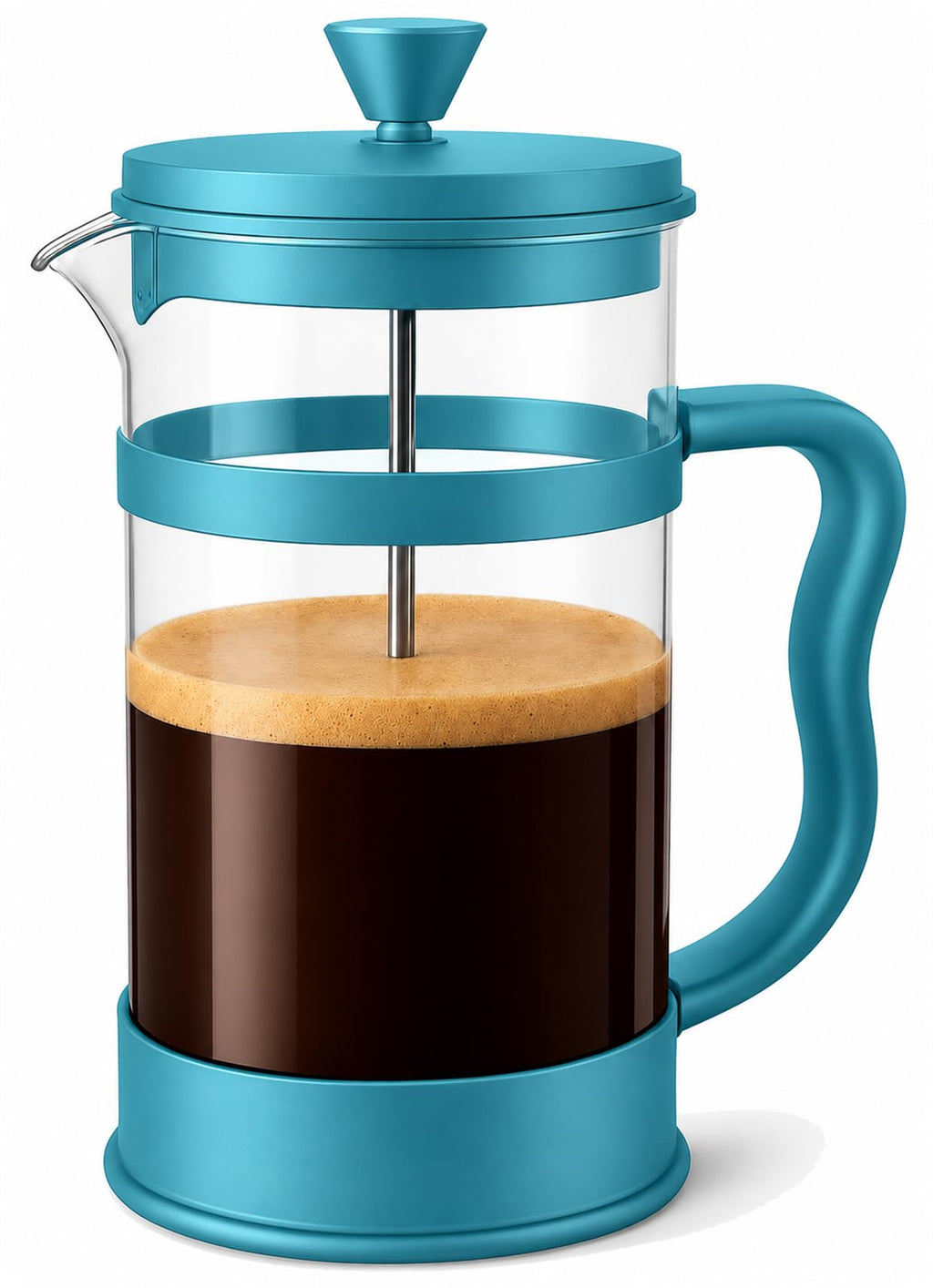 Utopia Kitchen 12 oz Glass French Press, French Press Coffee Maker, Tea Press, Triple-Layer Filter for Smooth Brew, Heat-Resistant Borosilicate Glass, Stainless Steel Plunger, Aqua