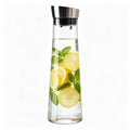GLASKEY Glass Water Carafe with Lid,1200ml Borosilicate Glass Juice Pitcher with Stainless Steel Gravity Lid,Clear Water Pitcher for Ice Tea, Lemonade, Coffee,Juice Beverage,40 oz