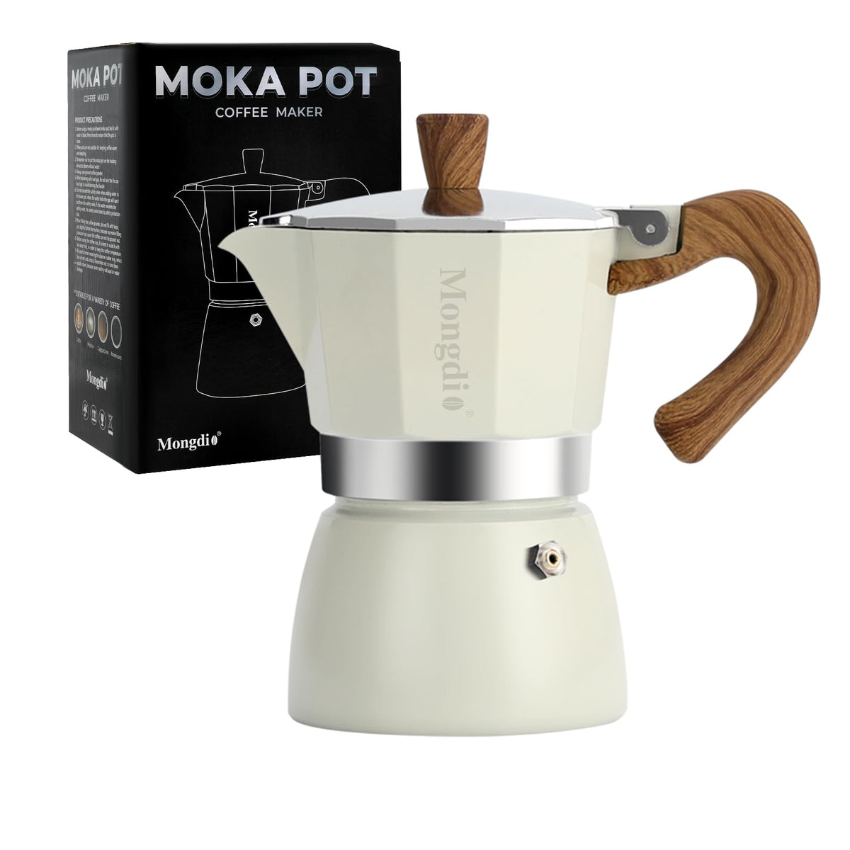 Mongdio Stovetop Espresso Maker Moka Pot, Cuban Coffee Maker Stove top coffee maker Moka Italian Espresso Greca Coffee Maker Brewer Percolator, 3 Espresso Cups, 5 oz - Black