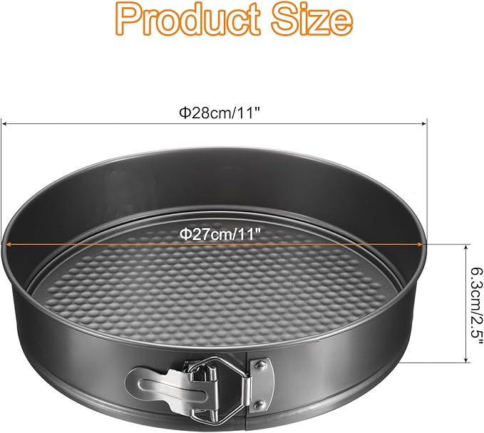 uxcell 11 Inch Springform Pan Nonstick Cake Pan with Removable Bottom Round Leakproof Cake Baking Pans Molds for Baking, Cheese Cakes, Pizza, Biscuits, Black（1pcs