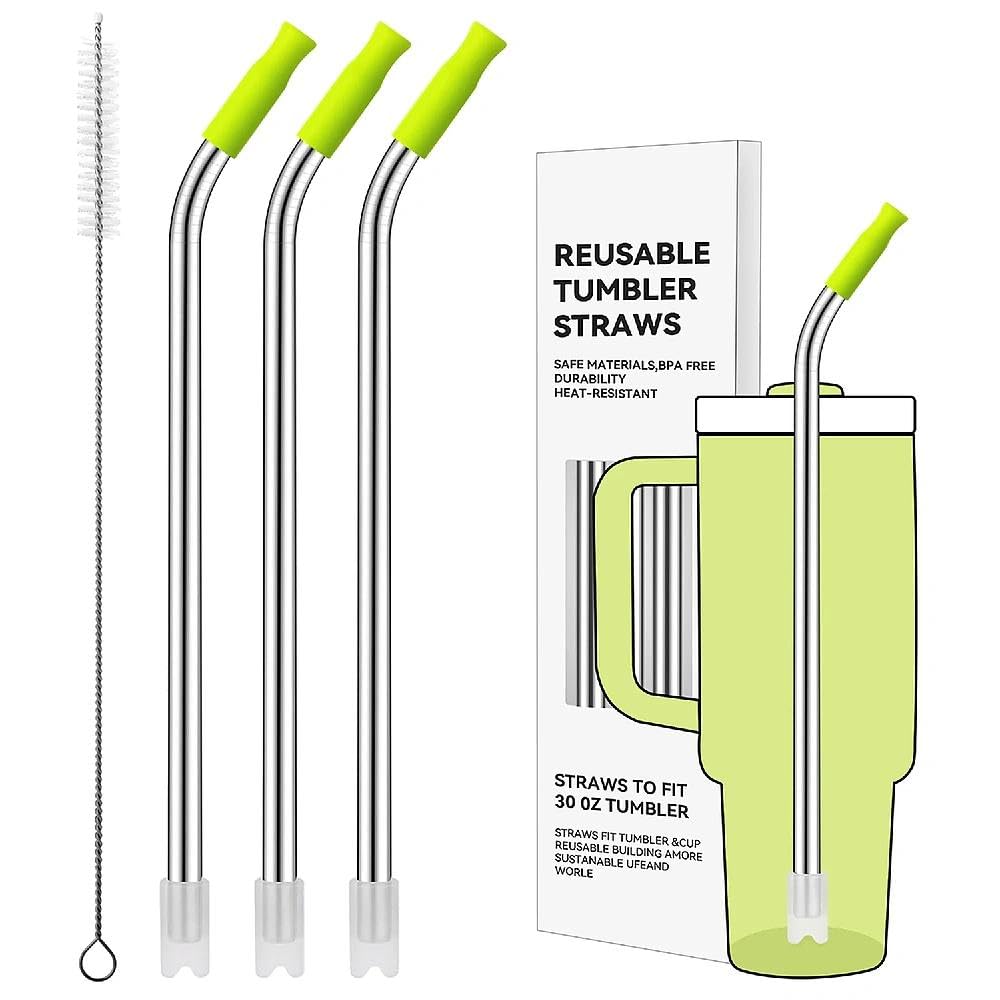 Prurex Bent Metal Straws for Stanley 30oz, Reusable Stainless Steel Straws