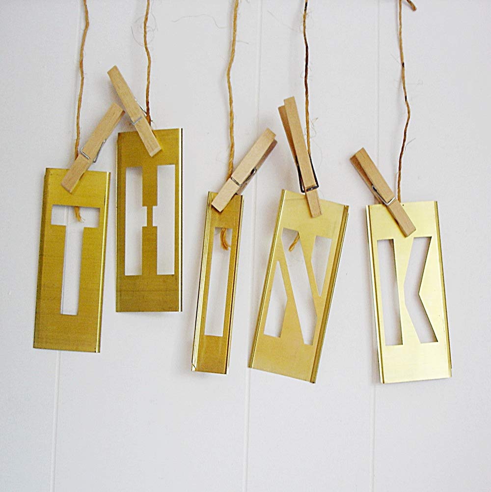 Deezio Brass Letter Number Stencils 3 Inch Interlocking Alphabet Stencils - 46 Piece Set