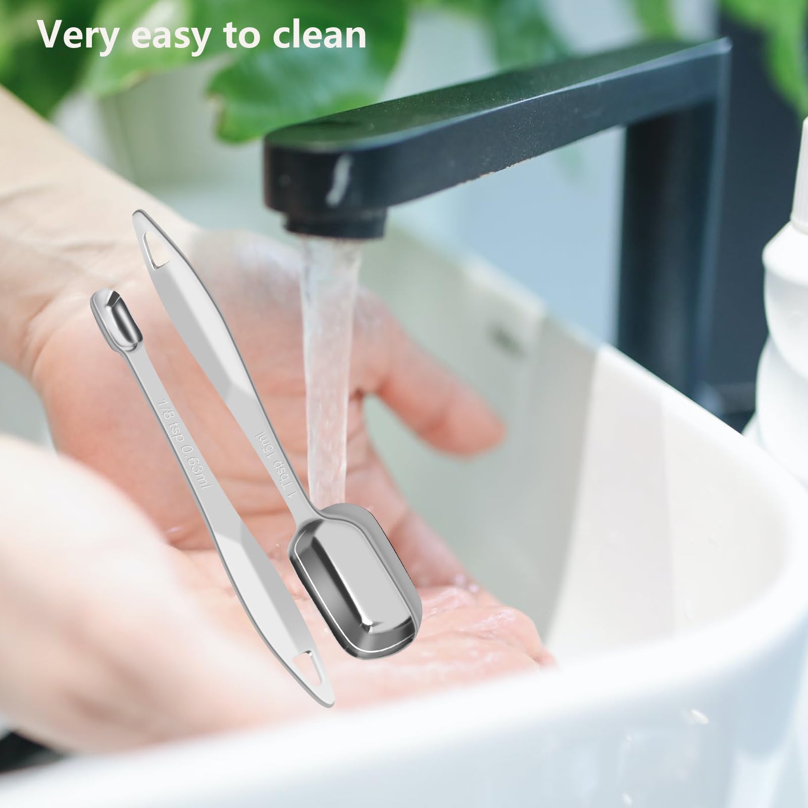 2 Pcs 1 Teaspoon(5 mL | 1 Tsp | 1/3 Tbsp | 5 cc | 1/6 oz) Stainless Steel Single Measuring Spoon, Long Handle Metal Measuring Spoon, Kitchen Gadgets for Cooking & Baking