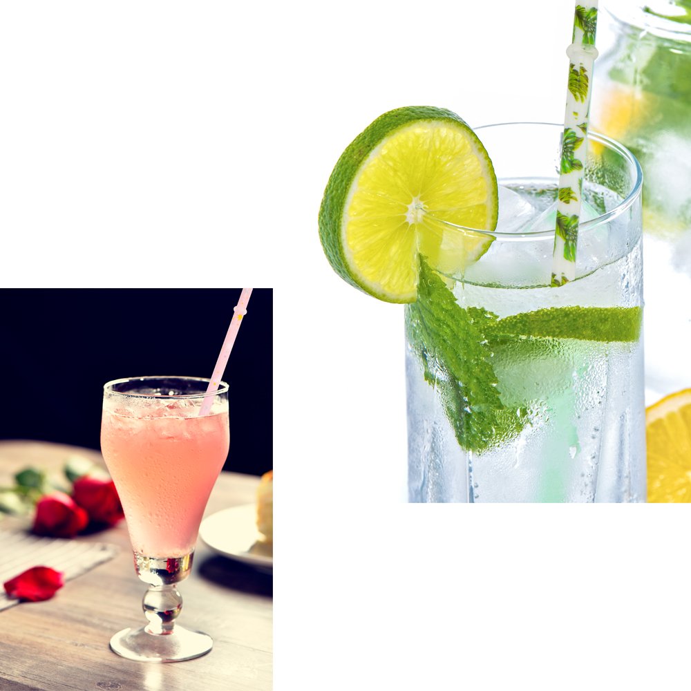 SUBANG 50 Pack Reusable Straws, BPA-Free, 9" Colorful Hard Plastic Stripe Drinking Straw for Mason Jar Tumbler, Family or Party Use with Cleaning Brush