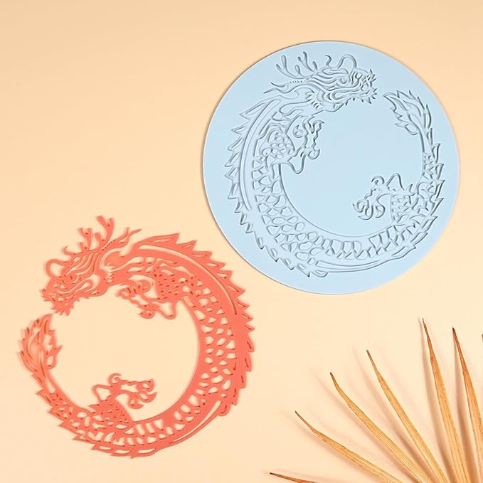 TUKE 3D Cake Lace Mold Fondant Silicone Mold Lace Mat Embosser Texture Silicone Mould Fondant Chocolate Stencil Border Bakeware Cake Decorating (J_ Dragon)