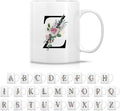 Retreez Initial A-Z Floral Botanical Bouquet Alphabet Monogrammed Monogram Mug 11 Oz Ceramic Tea Coffee Mugs - Appreciation Thank You Wedding Birthday Gifts for her friend coworker sister - Z Initial