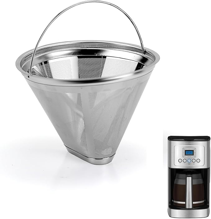 Coffee Filter Compatible with Cuisinart Coffee Maker, Permanent Stainless Cone Filter for Cuisinart DCC 1200P1 3200NAS 3400NAS