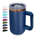 Metalya 22oz Insulated Coffee Mug Bulk with Handle and Lid Brown,1pack