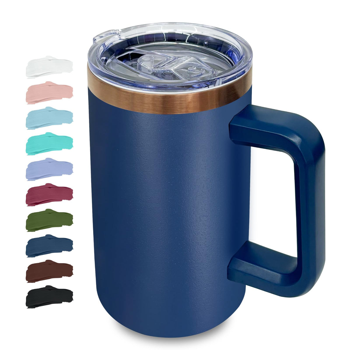 Metalya 22oz Insulated Coffee Mug Bulk with Handle and Lid Brown,1pack