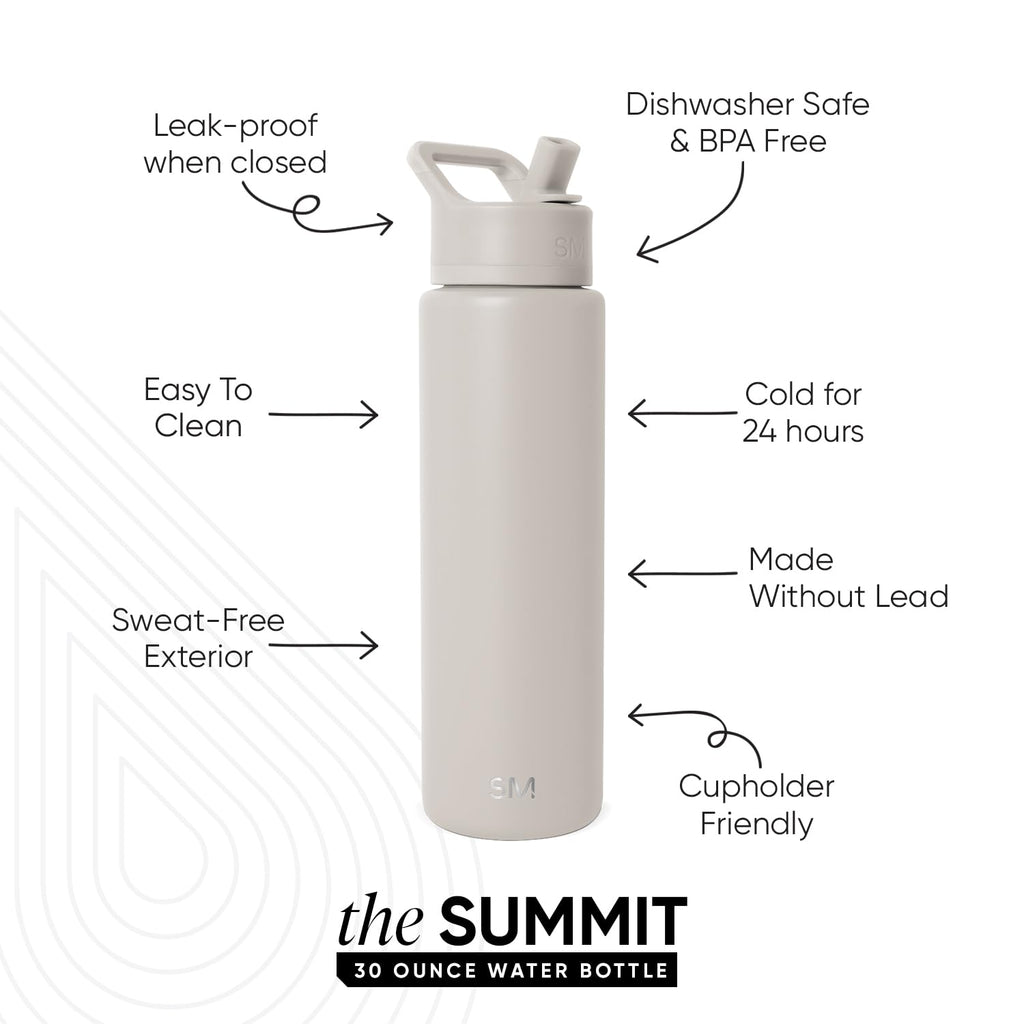 Simple Modern Insulated Water Bottle with Straw | 30oz | Beige
