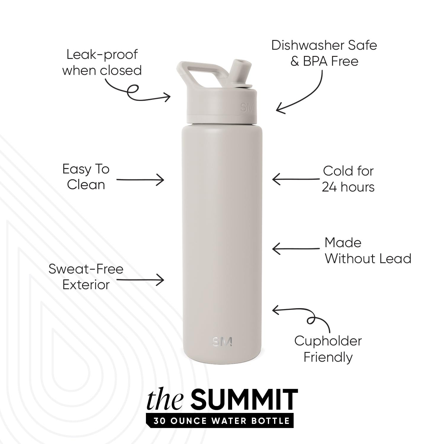 Simple Modern Insulated Water Bottle with Straw | 30oz | Beige